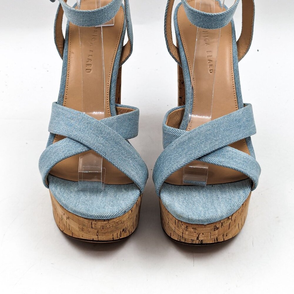 Veronica Beard Women Lalana Blue Denim Strappy Platform Summer Sandals -  10.5 - Picture 4 of 12